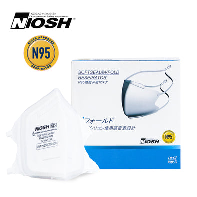 NIOSH認証 SOFTSEAL VFOLD N95マスク(折り畳み型) M/Lサイズ 4箱40枚 