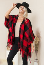 Load image into Gallery viewer, Justin Taylor Plaid Fringe Trim Poncho
