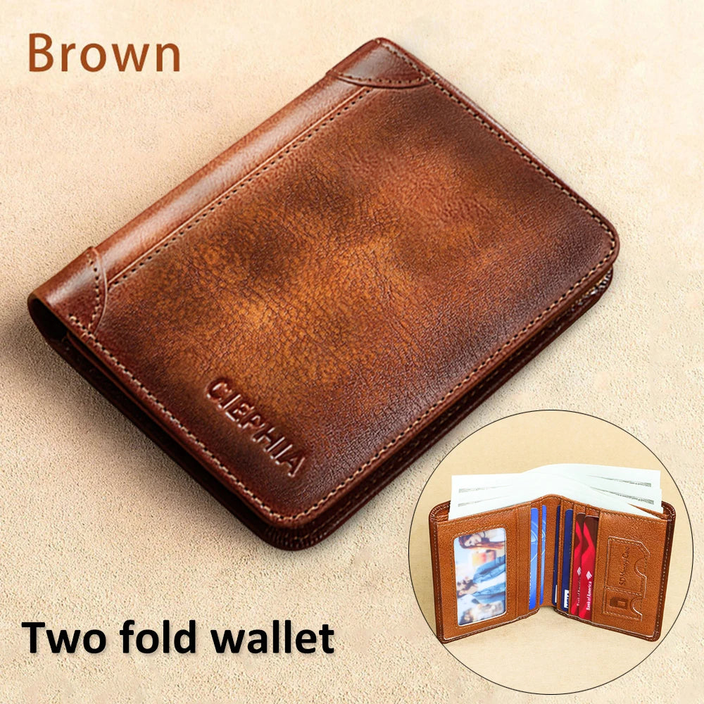 Premium Mens Slim Bifold Leather RFID Wallet