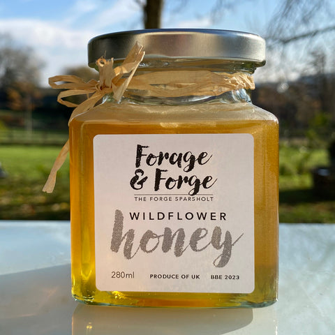Forage & Forge honey jar with logo