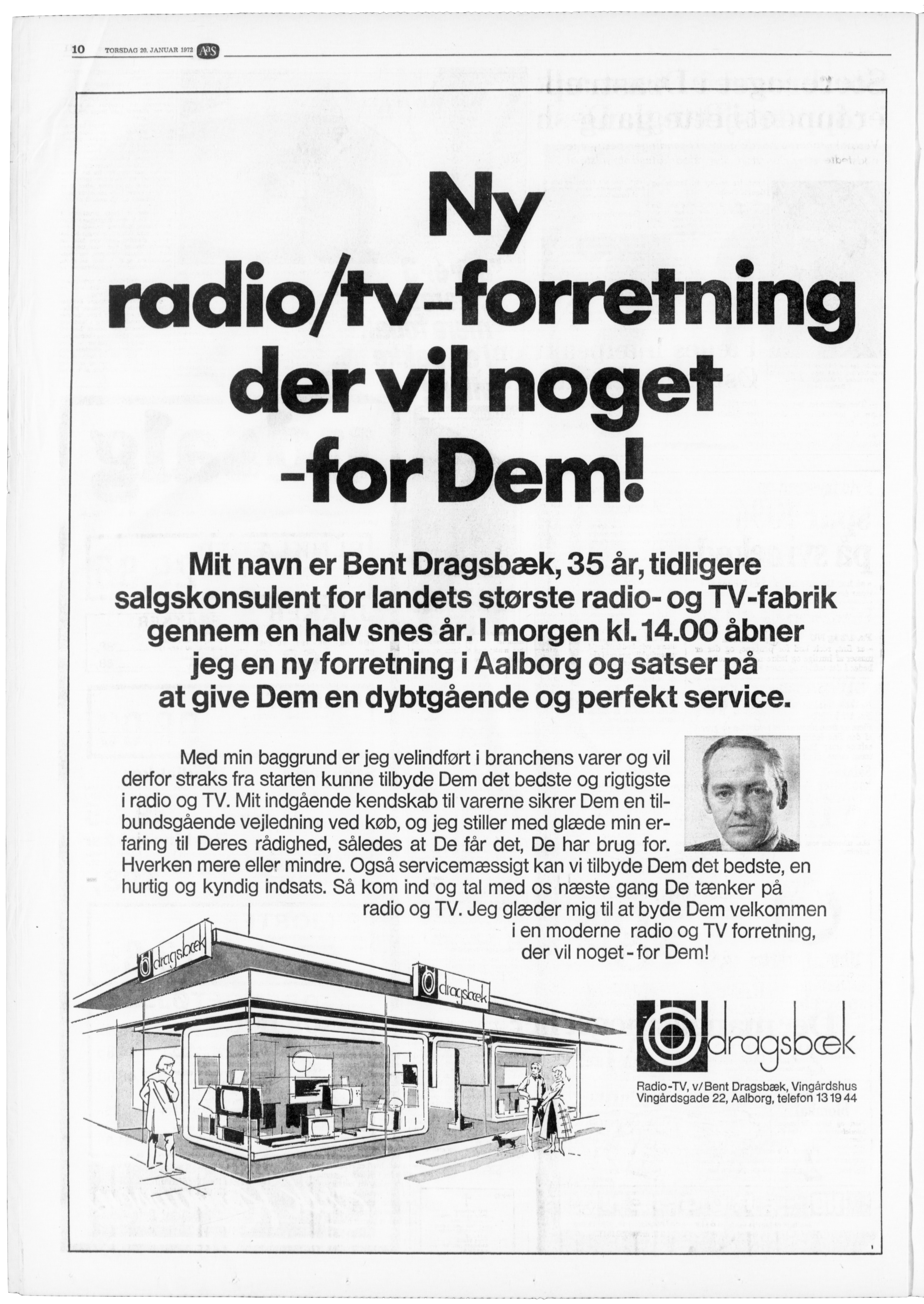 Gammel avisopslag om Dragsbæk Radio i 1972