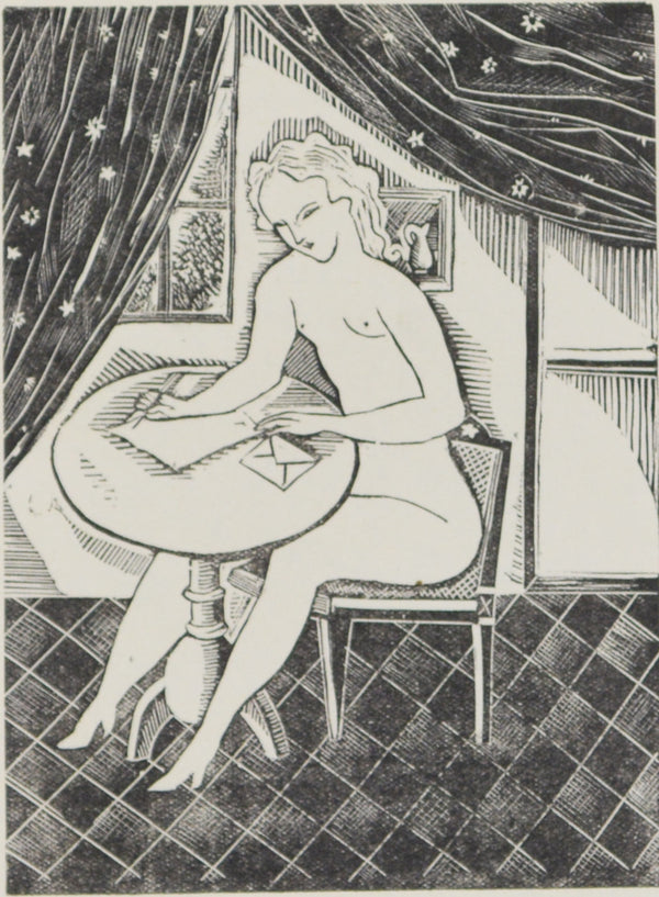 藤田 嗣治 『横たわる女【ポーゾル王の冒険より】』木版画 1925年パリ