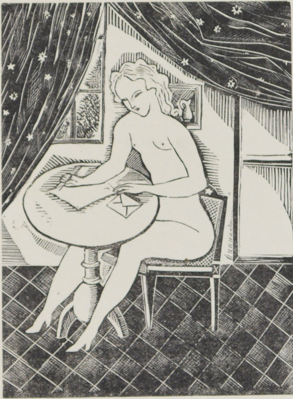 藤田 嗣治 『蜂腰の女【ポーゾル王の冒険より】』 木版画 1925年パリで