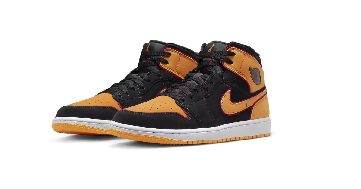 Air Jordan 1 Mid Fat Tongues Black Orange 