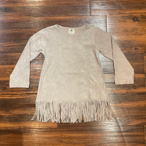 Faux suede fringe tunic grey - texasgoldminors