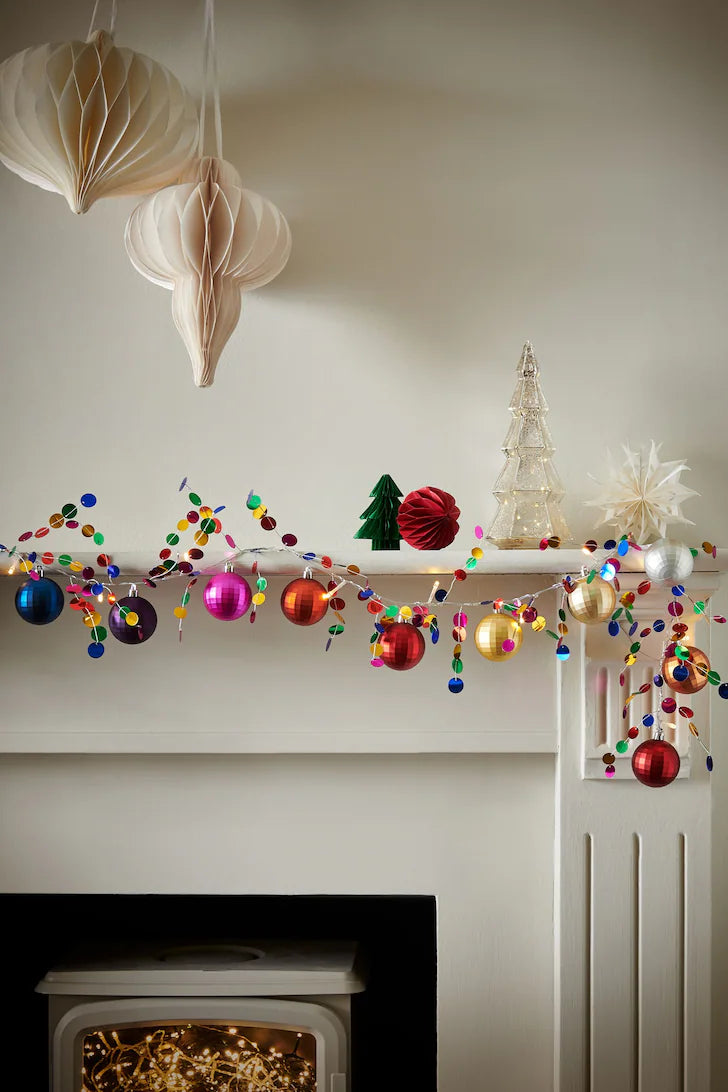 Pre Lit Bauble Christmas Garland