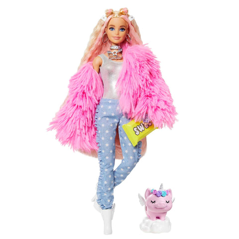 Barbie Extra Minis Doll #4 (5.5 in) Wearing Fluffy Purple Fashion, with  Doll Stand & Accessories Including Teddy Ears and Sunglasses, Gift for Kids  3