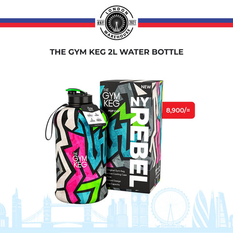 THE GYM KEG NY Rebel Sports Water Bottle, Half Gallon, Carry Handle