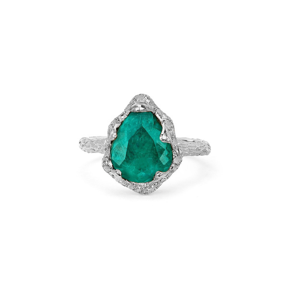 18k Baby Queen Water Drop Colombian Emerald Solitaire Ring