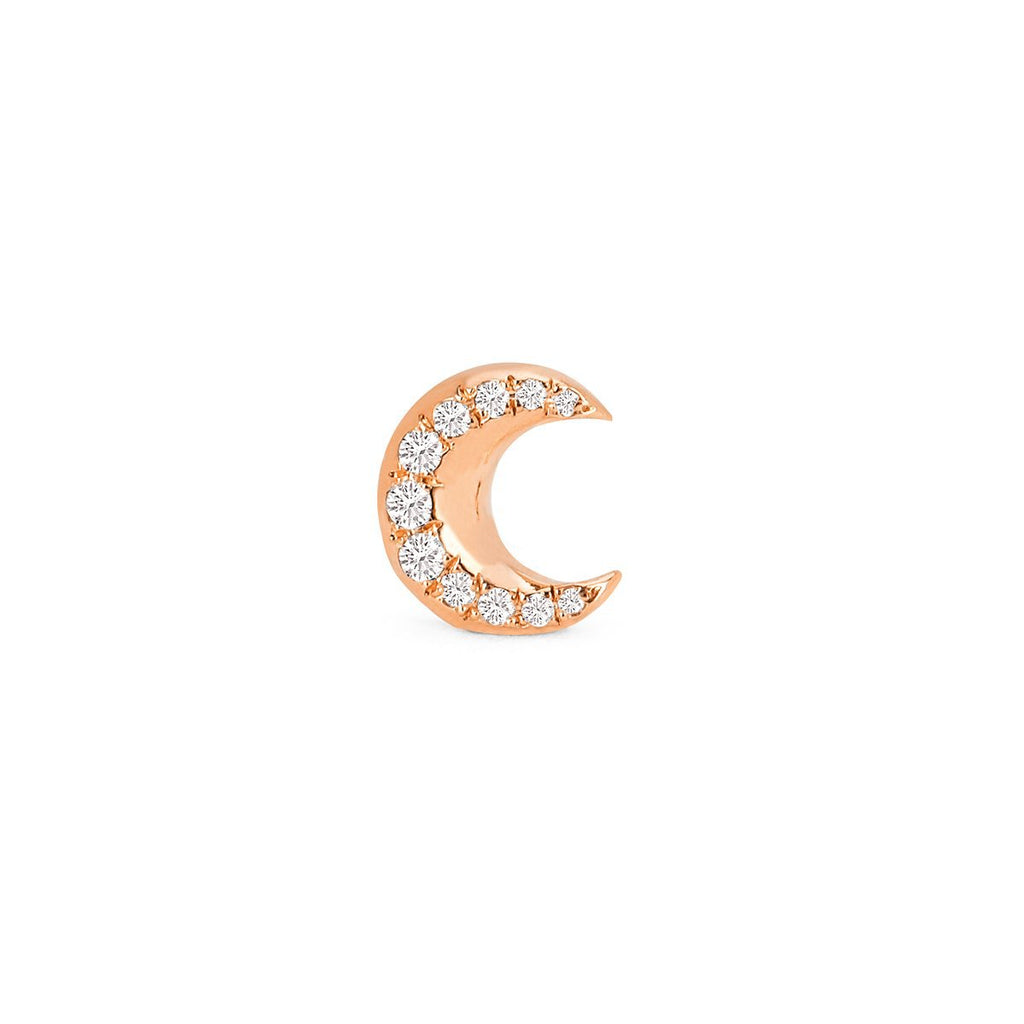 Crescent Gold Studs with Diamonds 