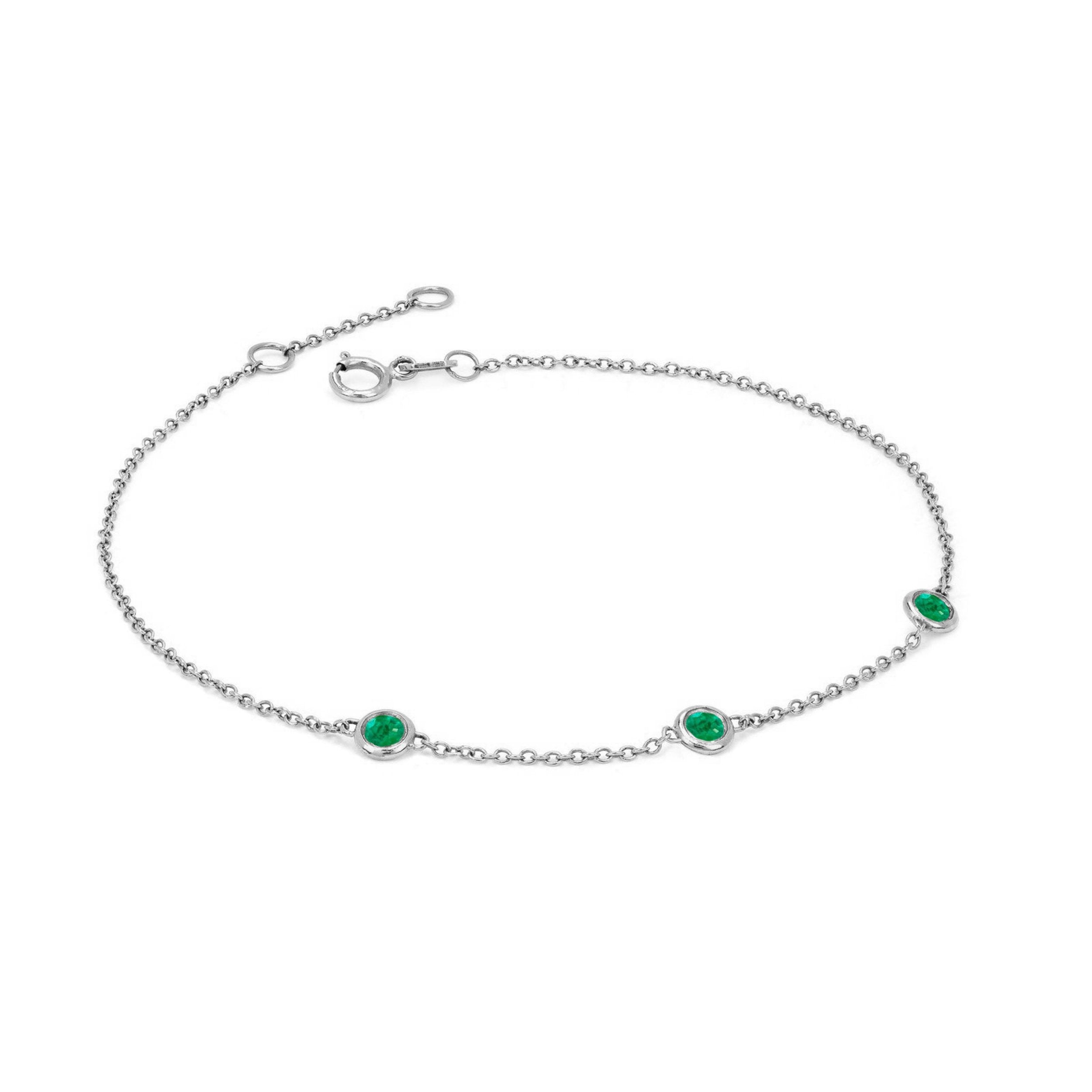 3 Emerald Orbit Bezel Bracelet