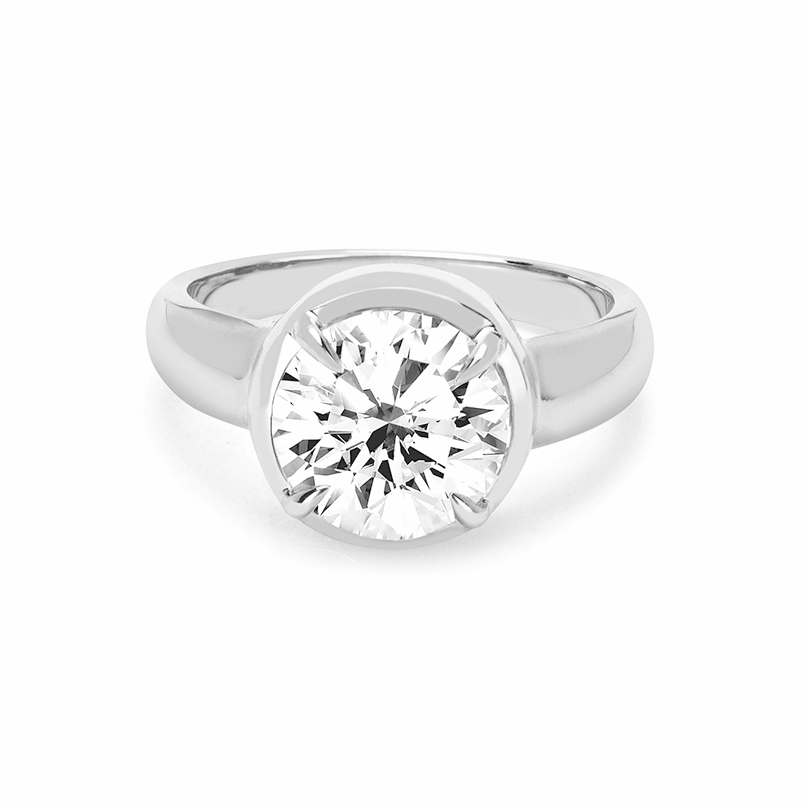 Round Diamond Solitaire Setting with Tapered Cloud Fit Band