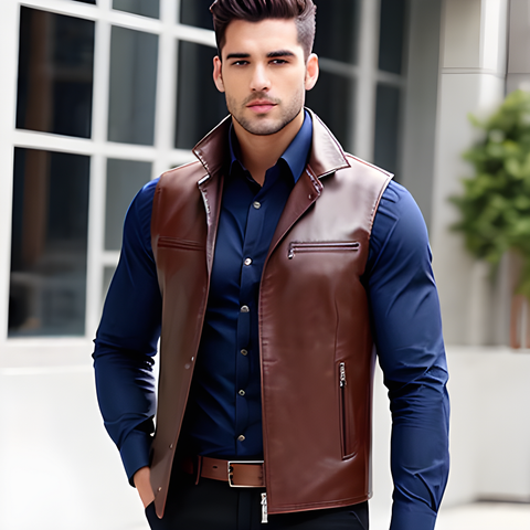 Men leather waistcoats