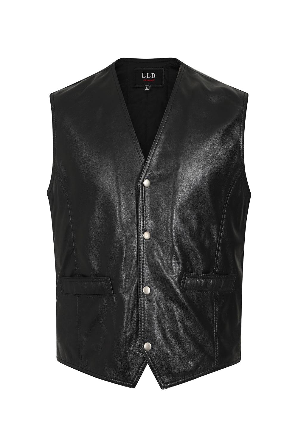 Men's Genuine Black Leather Classic Waistcoat - 'TEDDY' | London ...