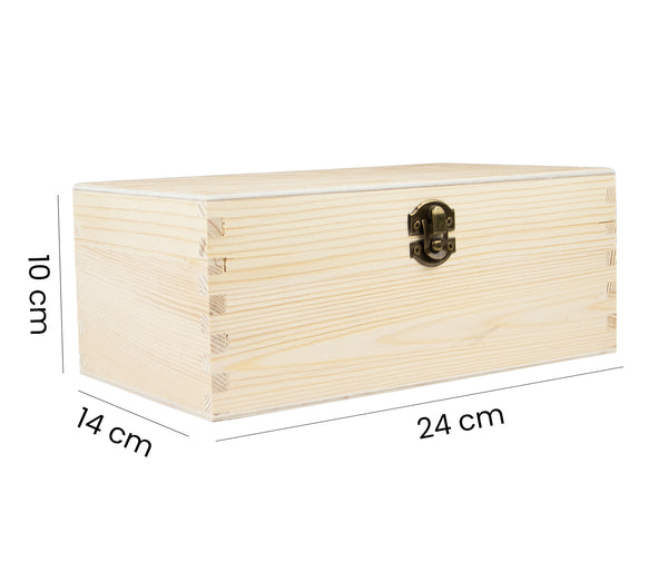 Flache Holzbox mit Deckel Klein Holzkiste Holz Schatzkiste Schatulle aus  Naturholz mit Verschluss - Rechteckige, stabile und langlebige