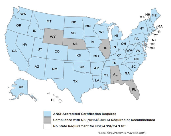 NSF 61 Certification Map
