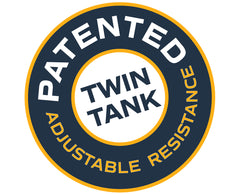 FDF’s patented Twin Tank allows variable volumes of water to move between tanks as the user makes resistance adjustments, ranging from feather light to Olympic sprint.