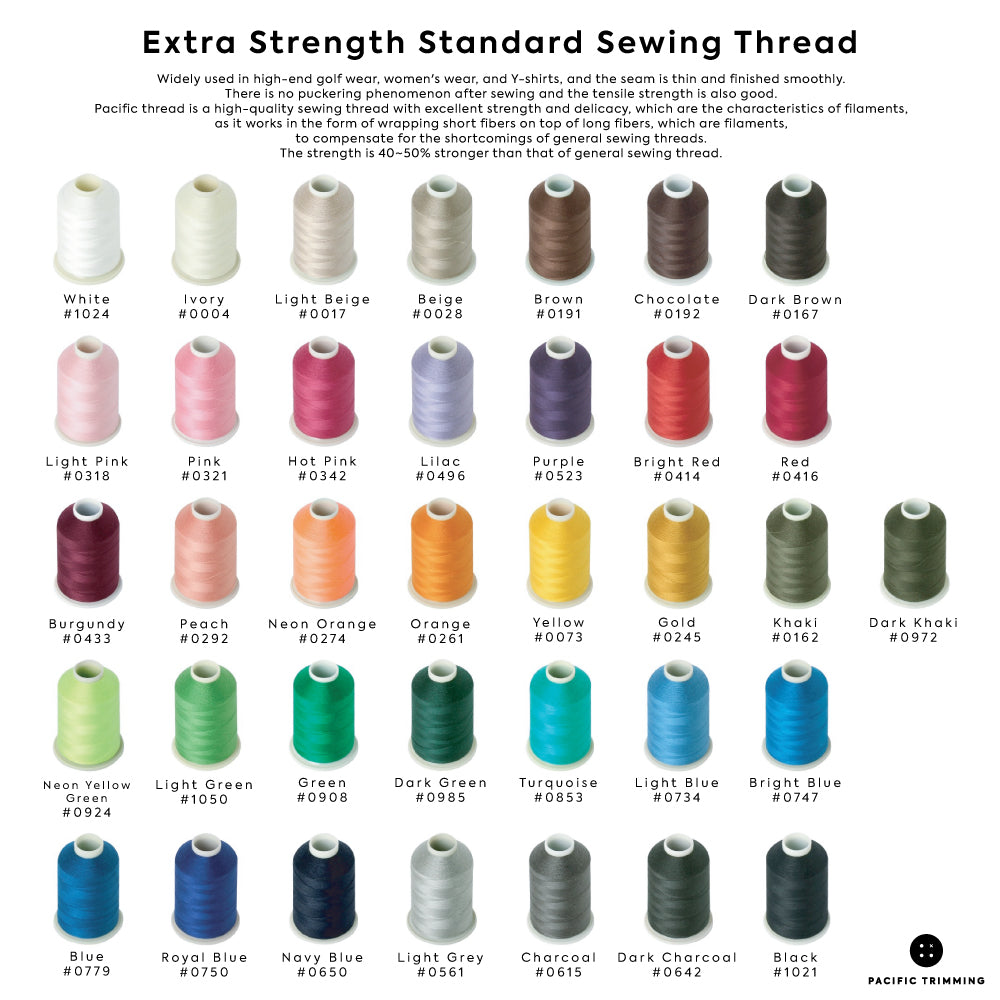 Extra Strength Standard Sewing Thread Color Chart