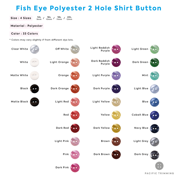 White & Black Fish Eye Polyester 2 Hole Shirt Button Description