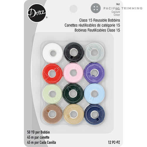 Dritz Class 15 Reusable, 12 Count, Clear Plastic Bobbins