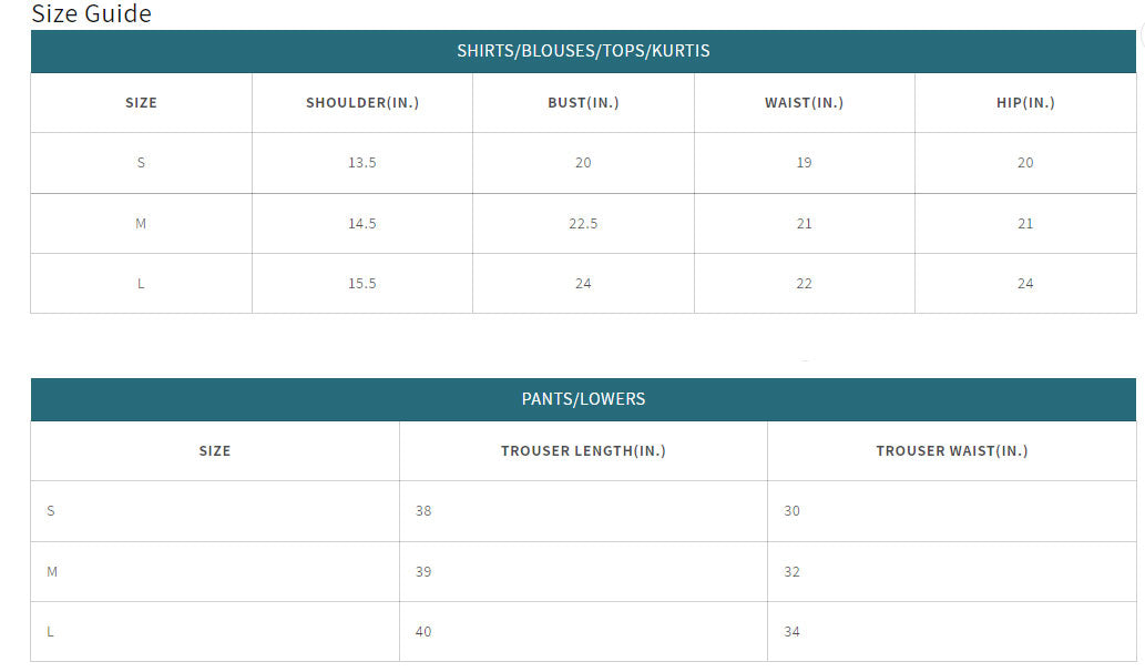 Size Chart