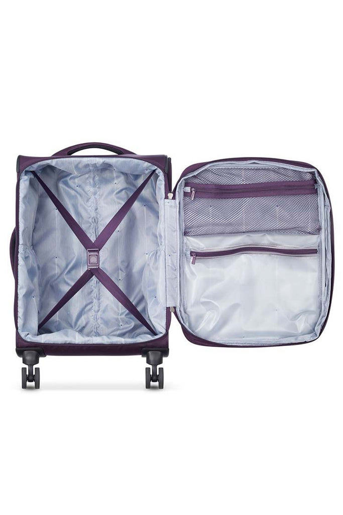 Delsey Optimax Lite Cabin Trolley Suitcase Purple 20 Inch