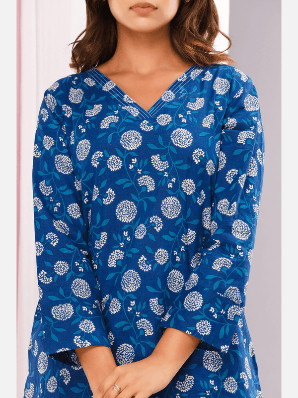 Indigo Paisley Pure Cotton Loungewear