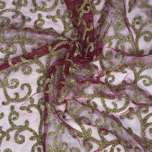 Net Code Zari Embroidery Fabric (Width - 44 Inches) - Zooomberg