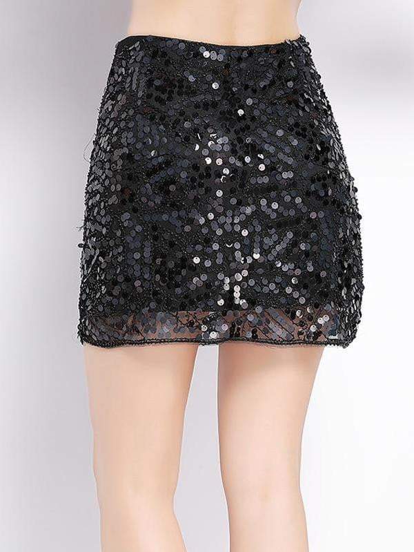 black sequin beaded skirt