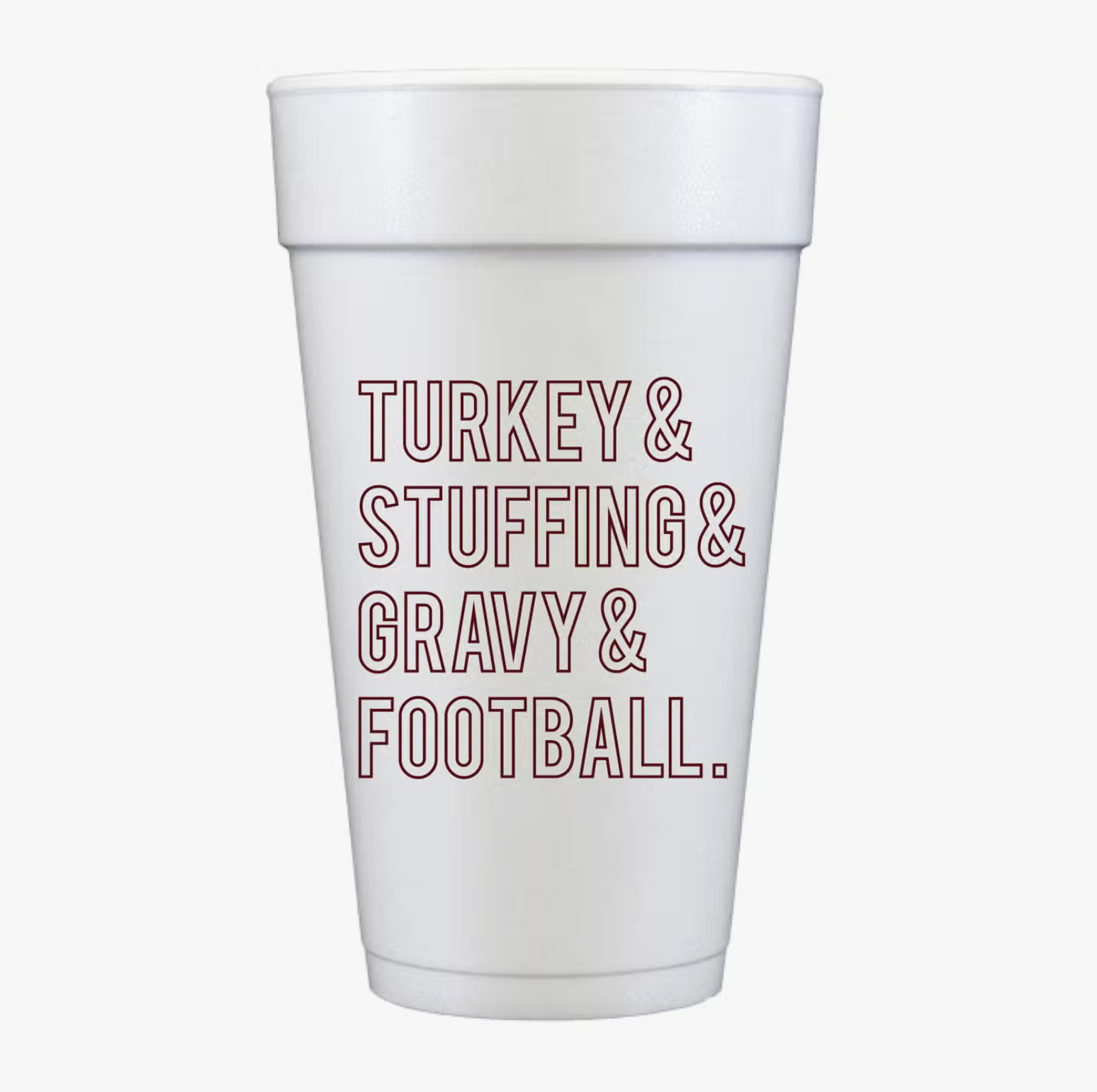 Turkey Stuffing Gravy Football Foam Cups