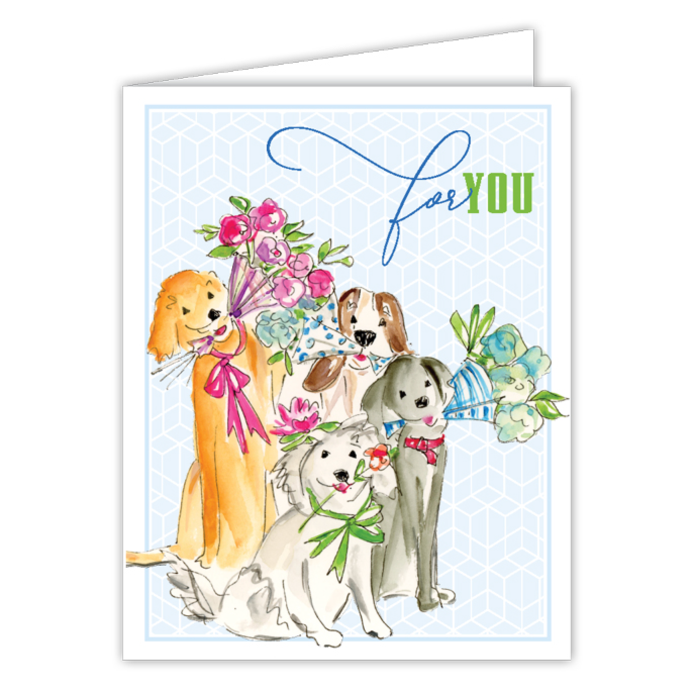 Puppies with Posies Greeting Card