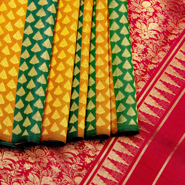 Amazon Green and Maroon Woven Banarasi Silk Saree – MySilkLove