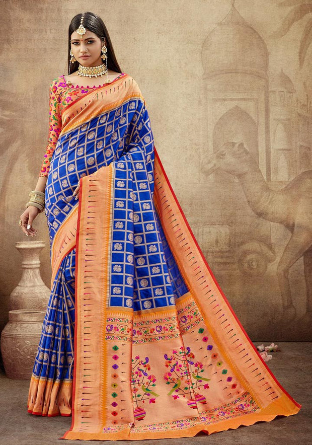 Shop Cream Gadhwal Silk Saree Online in USA |Yellow Black Zari Border –  Pure Elegance