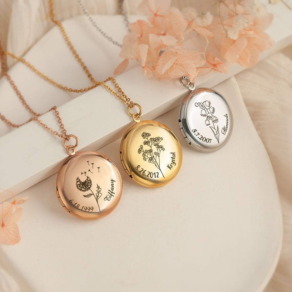 Amazon.com: Twenty&Sixty Personalized Heart Locket Necklace for Women,  Girl, Kids, Holds Pictures, Birth Flower Personalized & Engraved Picture Locket  Necklace Gold/Silver/RoseGold: Clothing, Shoes & Jewelry