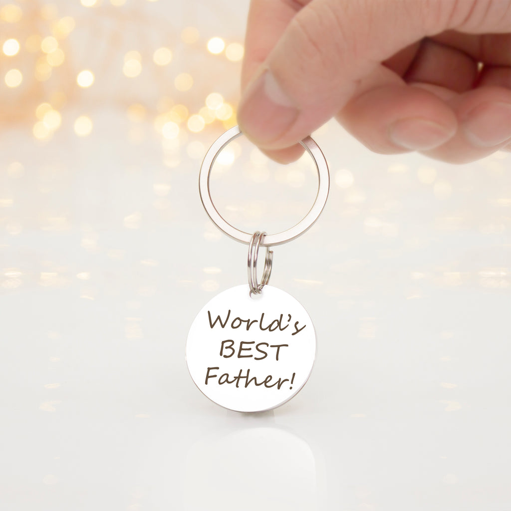 Anavia Personalized Father's Day Gift for Dad - Engraved Stack Keychain Stainless Steel - Father's Day Gift - Gift for Him - Custom Keychain - World's