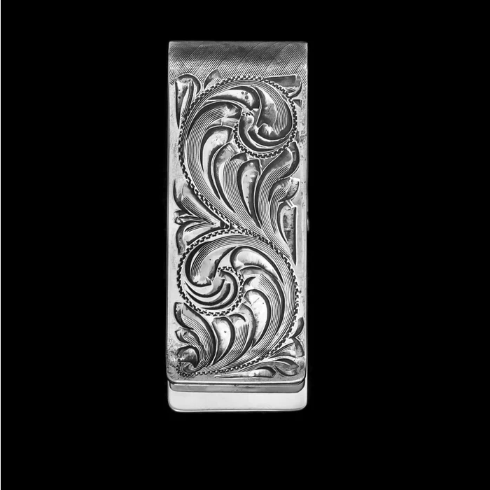 Hand Engraved Sterling Silver Money Clip – Custom Cowboy Shop