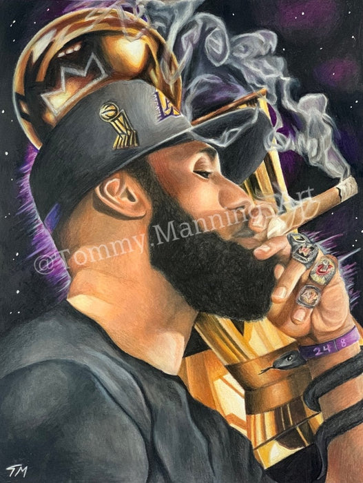 Lebron James "King James" Original Drawing Tommy Manning Art