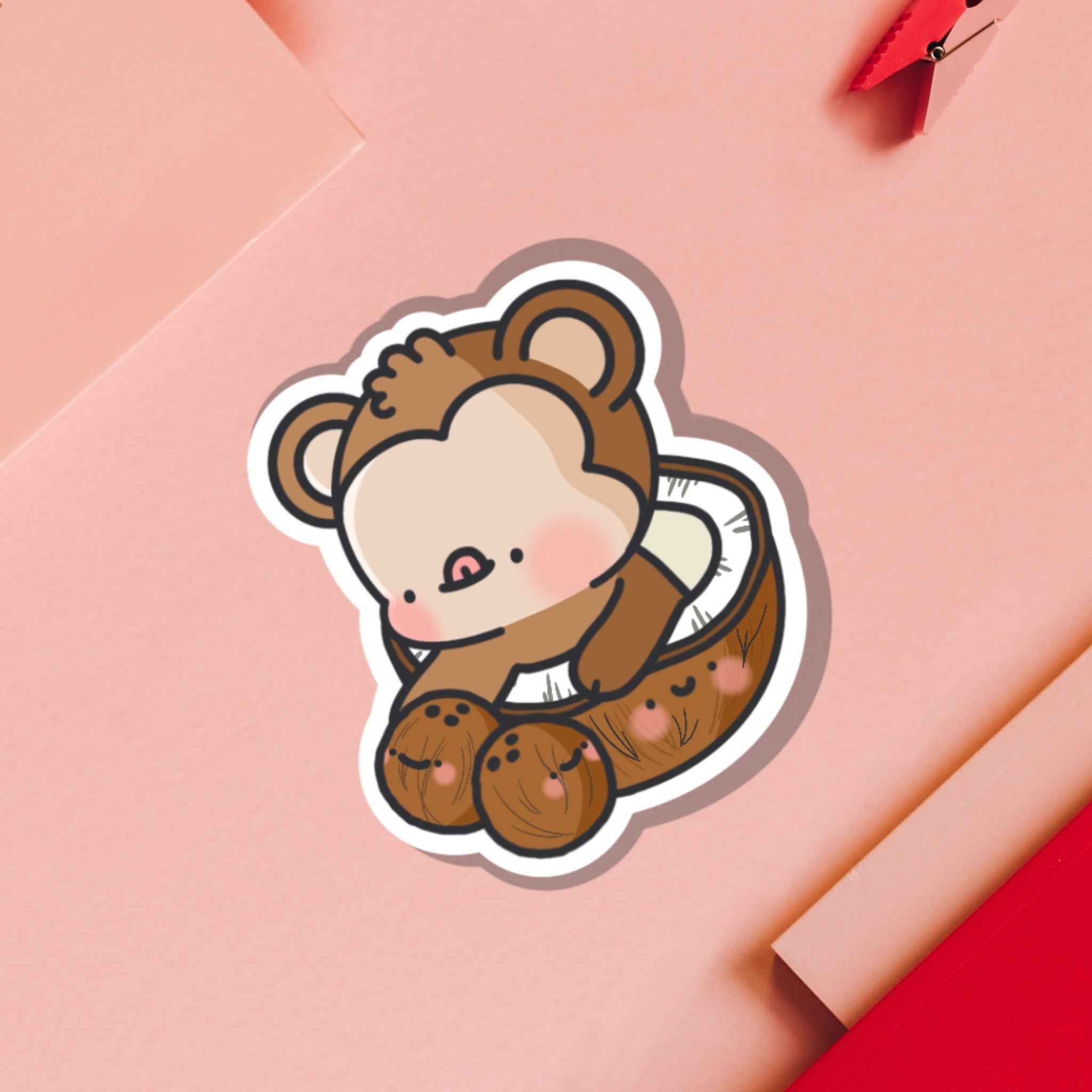 Sticker dễ thương với hình đuôi dừa của khỉ: \