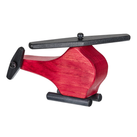 Small Wooden Red Helicopter