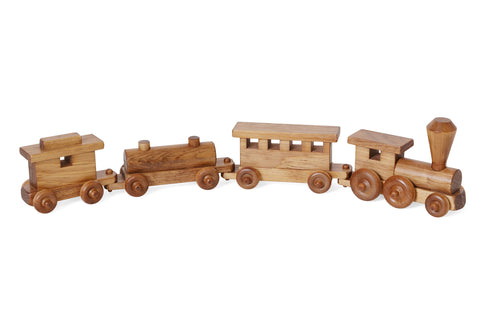 Wooden toy train with a harvest stain