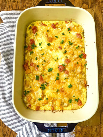 Holiday Sausage, Egg, and Cheese casserole recipe for Harvest Array