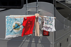 Maximize RV space with our versatile RV ladder clothes drying rack – ideal for camping enthusiasts seeking a reliable solution to dry clothes on the go.