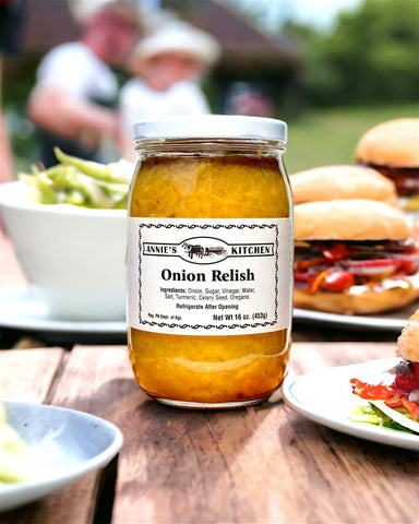 Shop Harvest Array for Annie's Kitchen Condiments like this tasty Onion Relish, Amish Made in the USA.