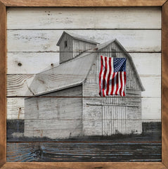 Explore premium wooden American flag wall art, unique farmhouse kitchen decor, made in the USA—ideal for a stylish home.