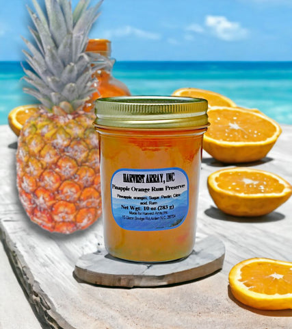 Feel like you are on a tropical island with a taste of Harvest Array's Pineapple, Orange, Rum Preserves!