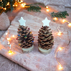 Shop handmade American Christmas decor at Harvest Array. These adorable mini Christmas tree ornaments are perfect for decorating your home this holiday season.