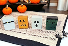 Handmade Set of 4 Wooden Halloween Blocks