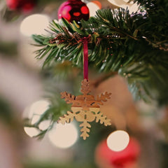 Set of Five Hand Carved Wooden Snowflake Ornaments