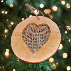 Tree Handmade Round Wooden Cutout Heart Ornaments