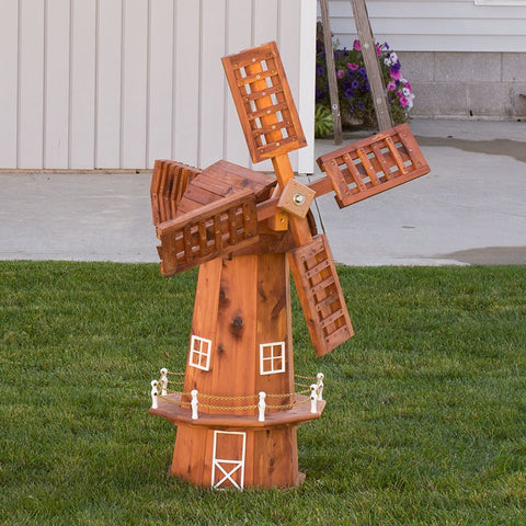 Discover charming windmill decor for your yard with our durable and meticulously crafted cedar windmills.